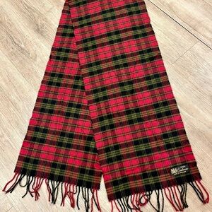 Classic Red and Black Cashmere Tartan Scarf Made in England